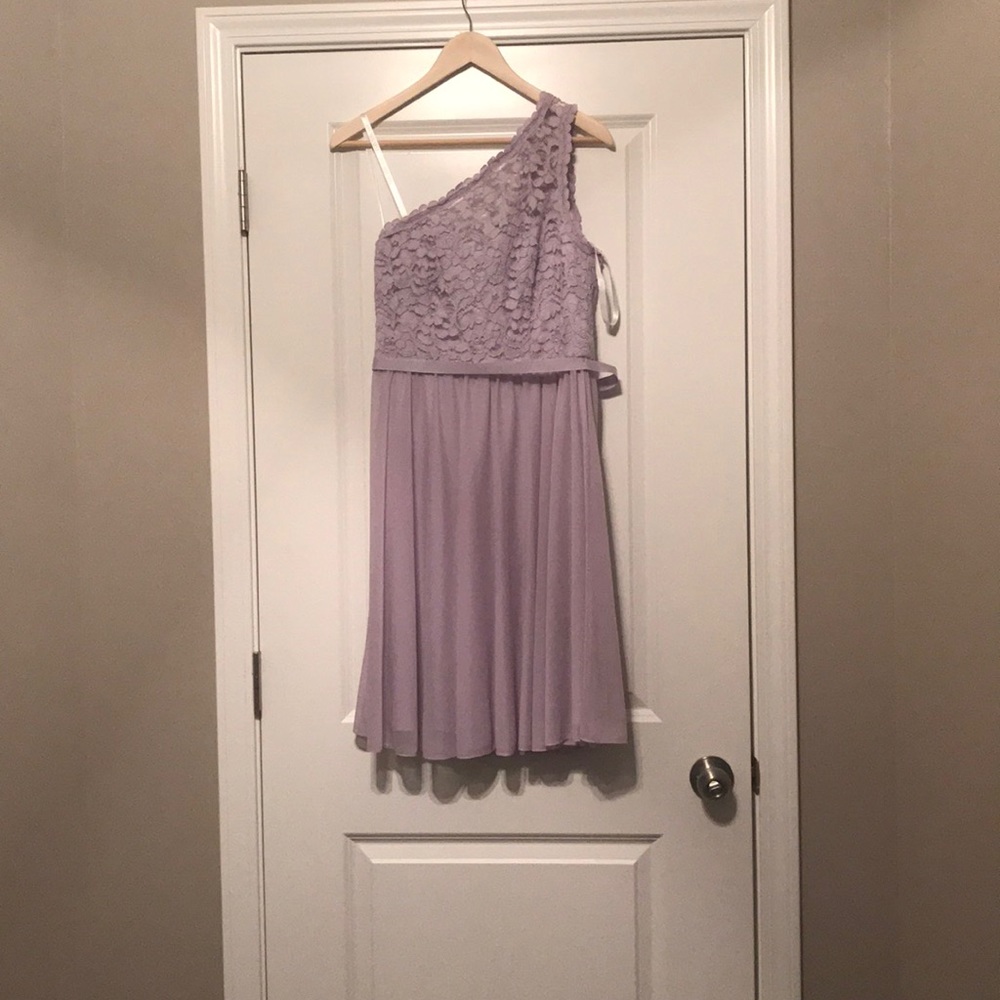 David’s Bridal One Shoulder Lace Bridesmaid Dress